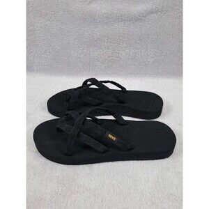 Teva Olowahu Slides Black Slip On Sandals Flip Flops 6840 Size 8 Womens Comfy
